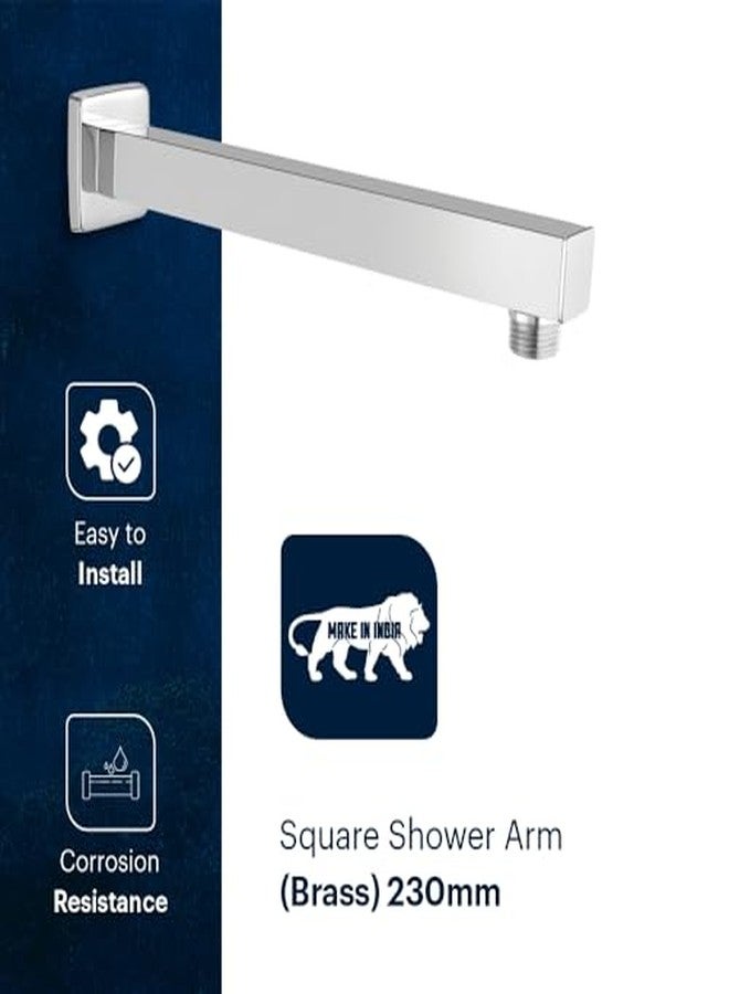 Johnson Bathrooms Johnson Square Shower Arm 9 inches long with wall flange | Brass Material | Anti-Corrosion Shower Holder for Overhead Showers | 2 Year Warranty (S0001C1 - Chrome) - Image 3